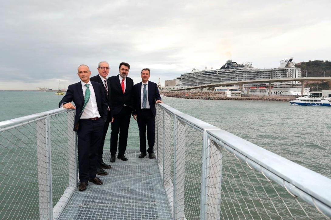 David Pino, director del Port Vell; José Alberto Carbonell, director general del Port de Barcelona; Lluís Salvadó, presidente, y Alberto García, director general de Marina Vela.